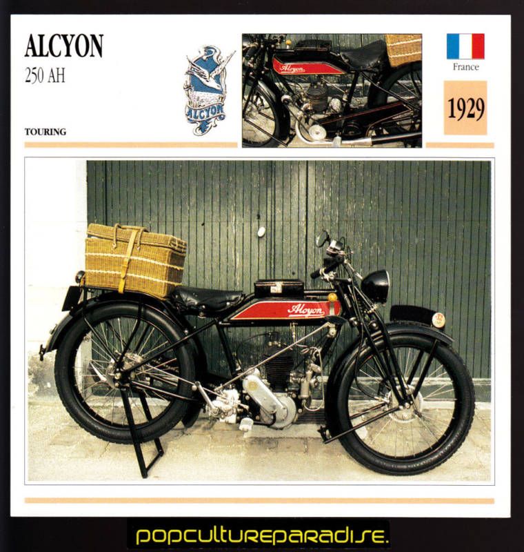 1929 ALYCON 250 AH ATLAS MOTORCYCLE PICTURE FACT CARD  