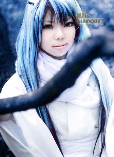 Nurarihyon no Mago Yuki Onna Long Black Mixed Blue Cosplay Long Hair 