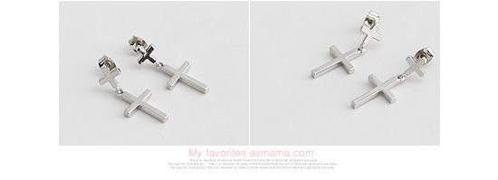 SS501 Kyu Jong Double Crucifix Cross Earrings DE20  