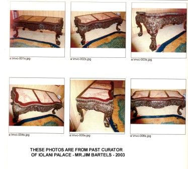 QUEEN LILIUOKALANI LARGE RARE TABLE   BIGELOW ESTATE  