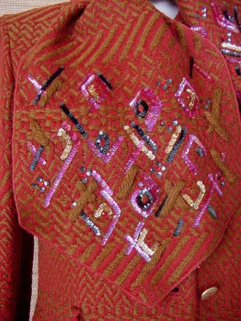 CHANEL 00A Jacket 8 brick /camel multi colour sequined scarf gr8 