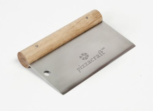 PizzaCraft Hardwood Pizza Dough Scraper and Cutter, Stainless Steel 