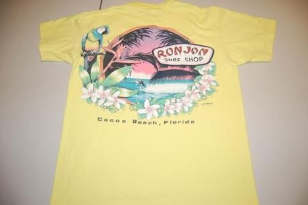 vtg 1986 ron jon surf shop florida pocket t shirt small yellow  