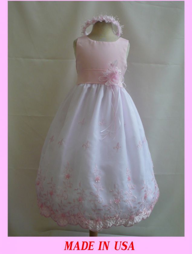 NEW 072 PINK ORGANZA KIDS Flower girl CHILDREN DRESS  