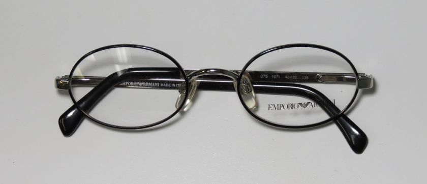 NEW EMPORIO ARMANI 075 48 20 135 SILVER/BLACK METALLIC EYEGLASSES 