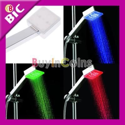   Colors Changing Temperature Sensor 9 LED Bathroom Shower Head New #1