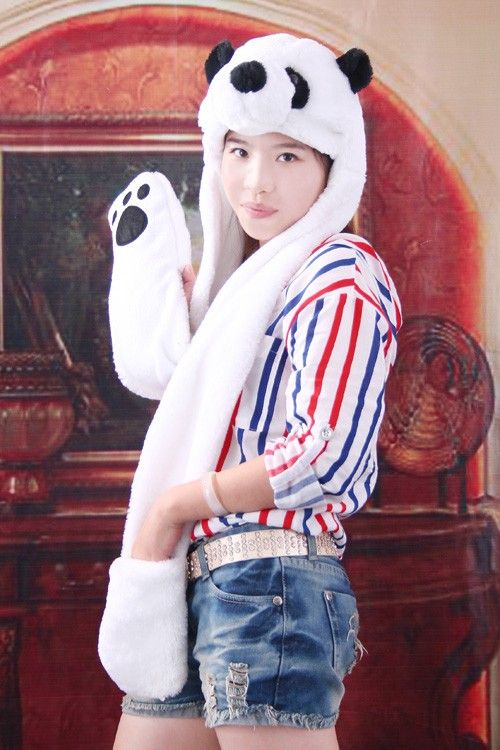   Fancy Dress long & Gloves Costume Hat Cap White Cartoon Animal  