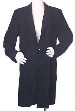 BLACK POLYESTER MID LENGTH COATby MARY McFADDEN COLLECTION