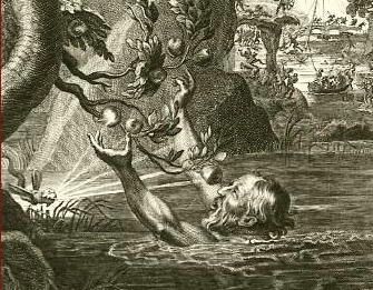 ANTIQUE PRINT, MYTHOLOGY, TANTALUS TORMENT, Picart,1733  