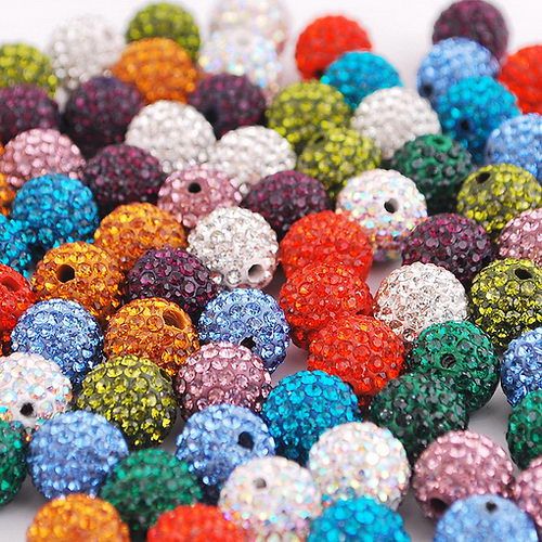 10P Clay Rhinestone Crystal Disco Ball Beads1.5MM Fit Charm Bracelet 