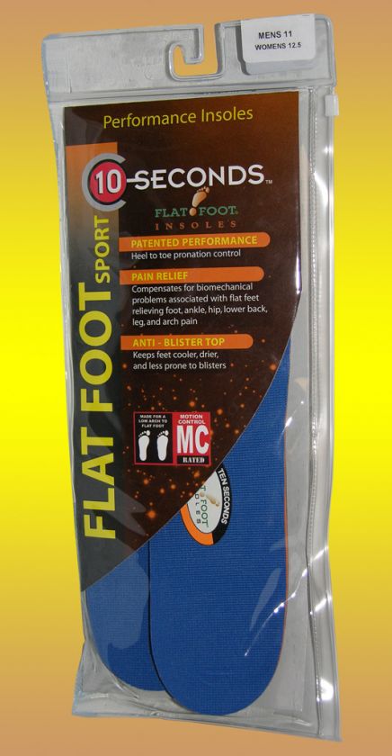 10 Seconds Flat Foot Sport Arch Support Insoles  