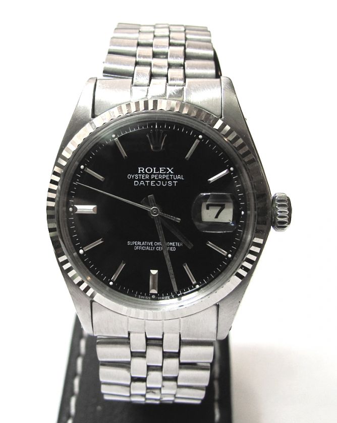 Rolex Oyster Perpetual Datejust 1601, Black Dial, SS Band  