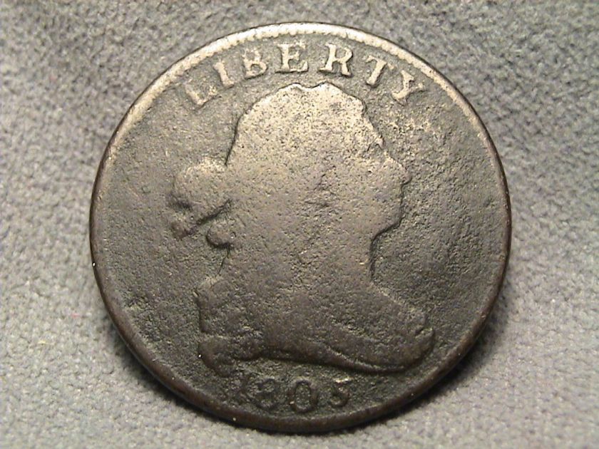 1805 Draped Bust Half Cent. (Small 5 and stems).  