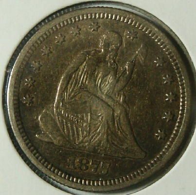 1877 S Seated Liberty Quarter Circulated  