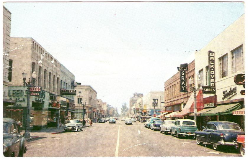 1950s Photo PC Pamona CA Main 2nd Street Town View CARS  