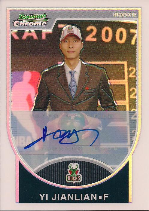 07 08 BOWMAN CHROME   YI JIANLIAN   ROOKIE AUTO  