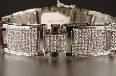 MENS WHITE GOLD FINISH CZ HIP HOP BRACELET 48 C  