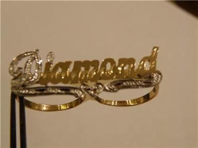 PERSONALIZED 14k GP Two Finger any name RING / %50 OFF/Gift/a  