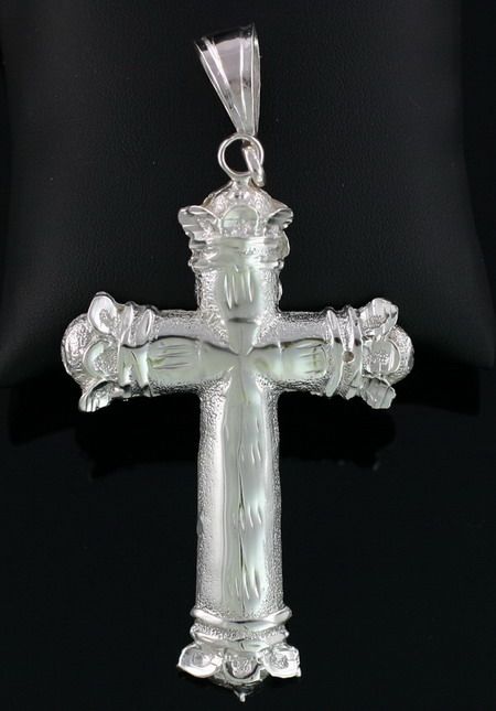 Vintage Sterling Silver Pendant Cross 4 BIG Ornate  