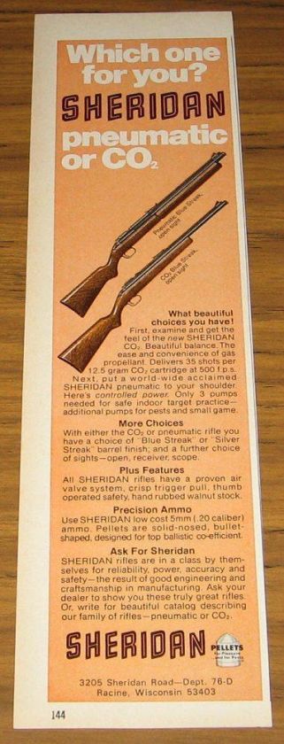 1976 VINTAGE AD~SHERIDAN PNEUMATIC OR CO2 PELLET GUNS~RIFLES  