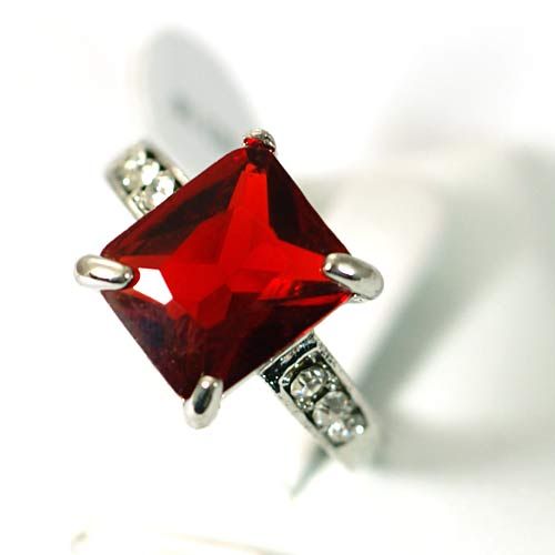 Bridal Gemstone 18K GP Diamante Zircon Ring Fashion Red Blue White 