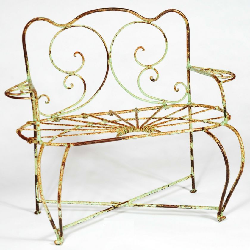 Wrought Iron Childs Swirl Loveseat   Childrens Bench Seating 