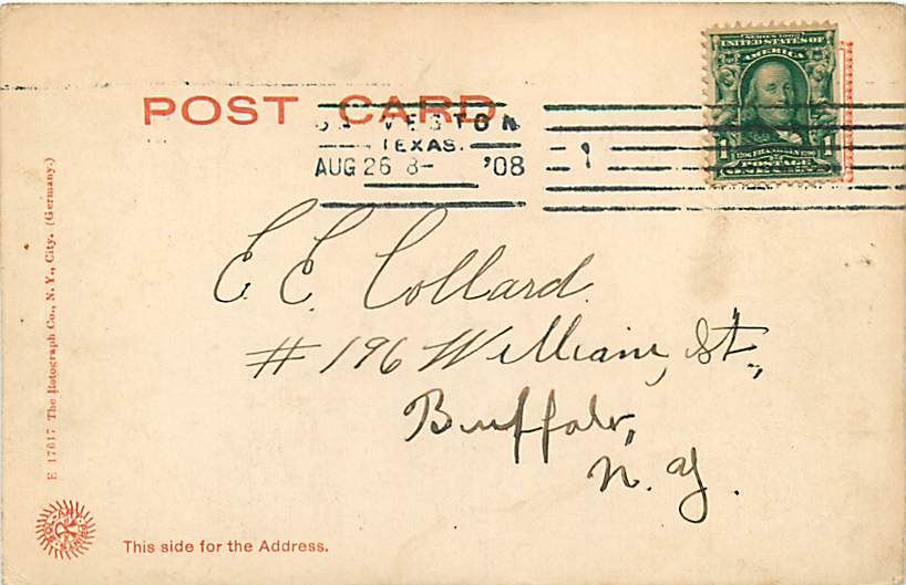 writing on the front imprint from postal cancel and some postal ink on 