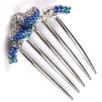    1p rhinestone crystal love heart French twist hair comb