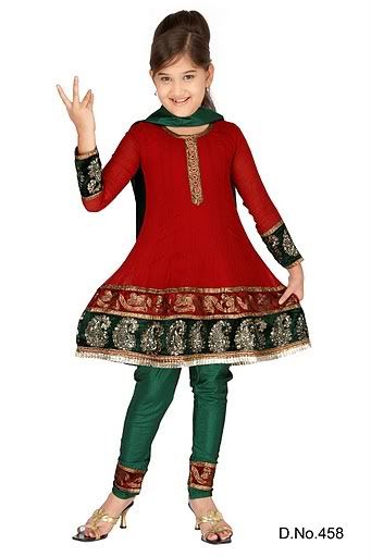 New Yr SplKids Red Designer Anarkali Chudidar Suit 28  