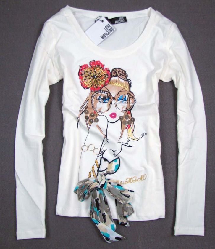 New Moschino Womens 3D Bow cute girl Shirt Sz.40 44 White  