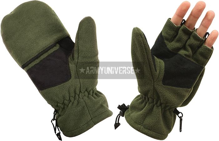 Military Fleece Sniper Fingerless Mitten Gloves  