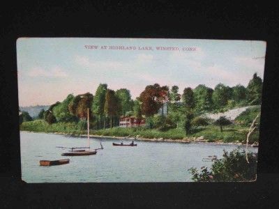 Antique POSTCARD c1910 Highland Lake View WINSTED, CT  
