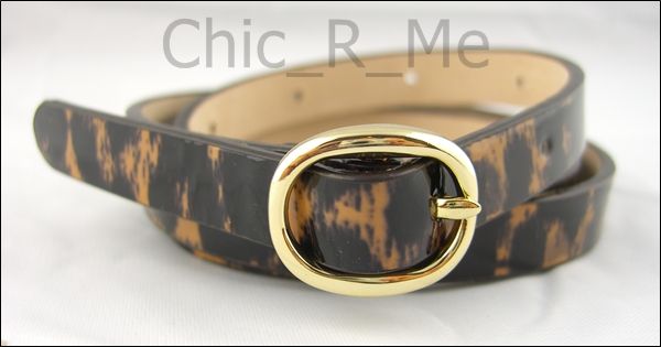 NEW J Crew Super Skinny Leopard Patent Leather Belt S/M/L Small/Medium 