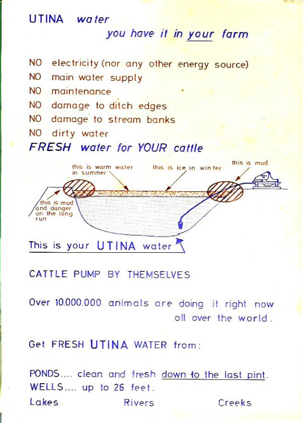 UTINA Livestock Operated Pasture Pump  