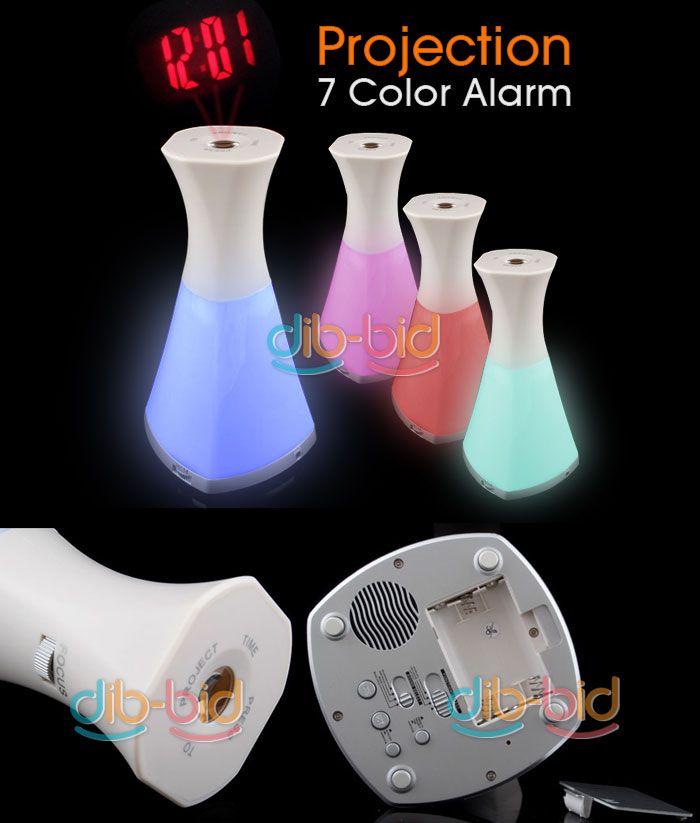 LED Color Digital Desk Vase Projection Alarm Clock  