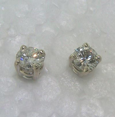 14kwg Round Diamond Stud Solitaire Earrings .62 ct NEW  