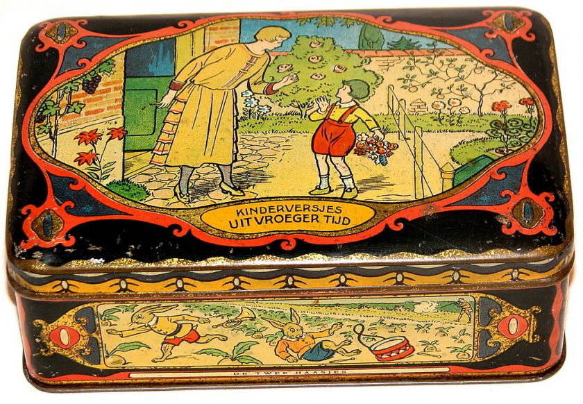 Dutch Nursery Rhymes Santa Sinterklaas Biscuit Tin 1910  