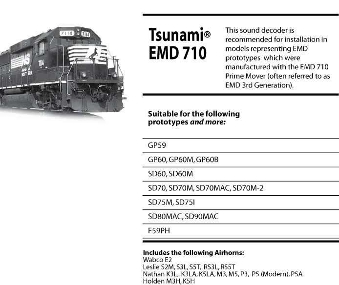 TSUNAMI SOUND DECODER KATO SD70 TSU KT1000 P.N.828060  