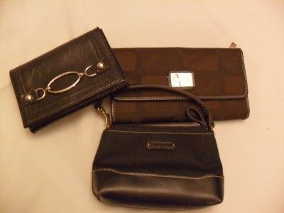 LOT OF 3 NINE & CO LIZ WALLETS MINT BLACK BROWN .AWESOME DEAL LOOK 