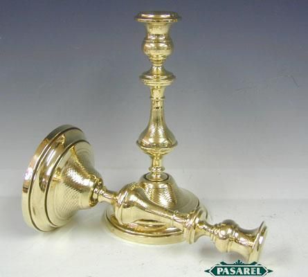 Pair Of Polish Brass Shabbat Candlesticks C1900 Judaica  