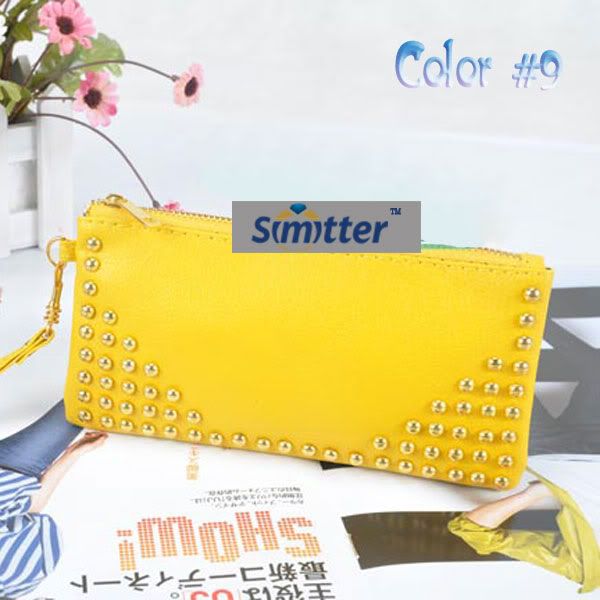Simitter new fashion cell phone pocket rivets PU leather purse 9 