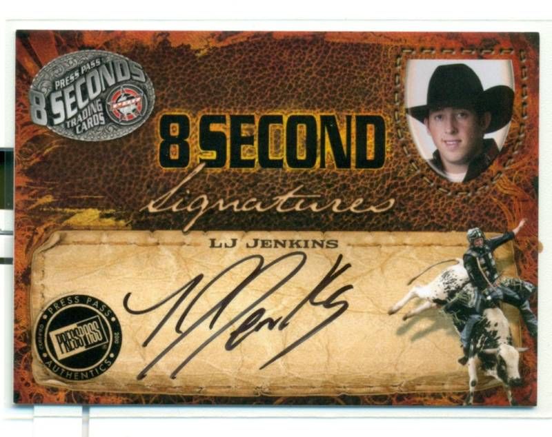 09 PRESS PASS PBR 8 SECONDS LJ JENKINS BLACK AUTO  