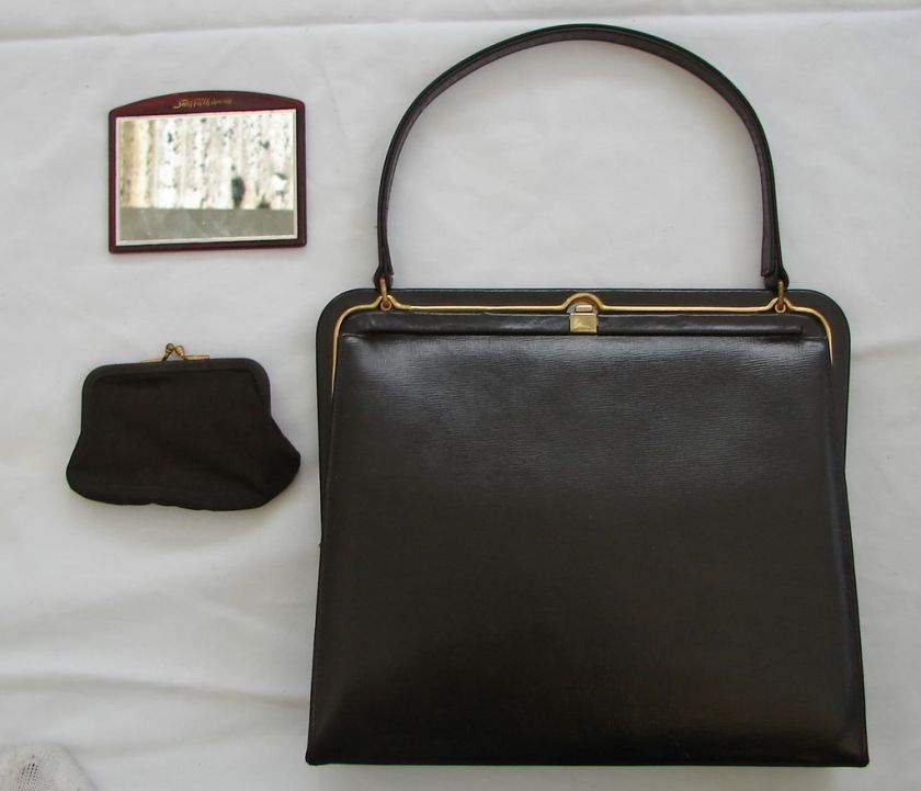 COBLENTZ PURSE SAKS FIFTH AVE. BLACK MIRROR 9X14 VTG  