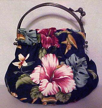 ABBA Hawaiian Hibiscus BARKCLOTH PURSE Handbag NWOT  