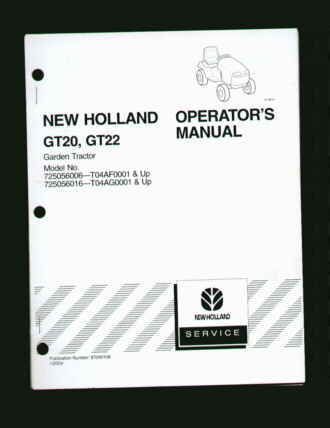 New Holland GT20 GT22 Garden Tractor Operators Manual  