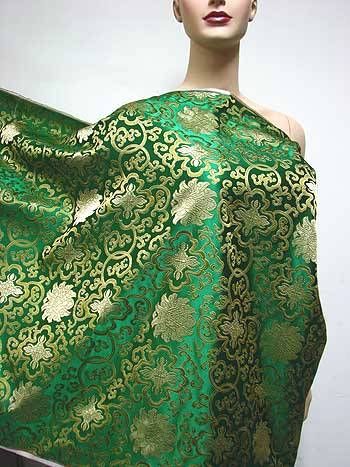 Emerald Green Wealthy BROCADE Upholstery Fabric Yardage  