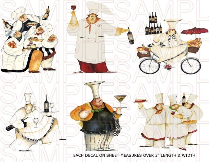 FAT CHEF DECOR CHEFS BISTRO WATERSLIDE DECAL DECALS KITCHEN DECOR 