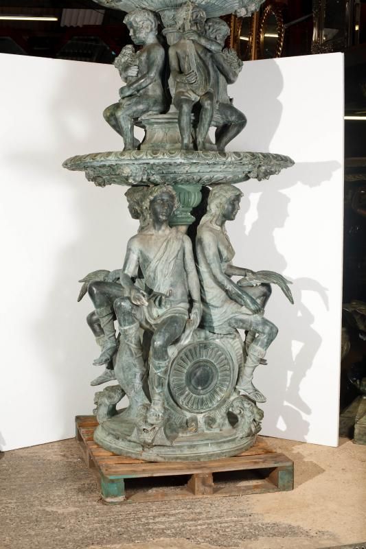 12ft Bronze Italian Fountain Cherub Maiden Garden Water Feature  