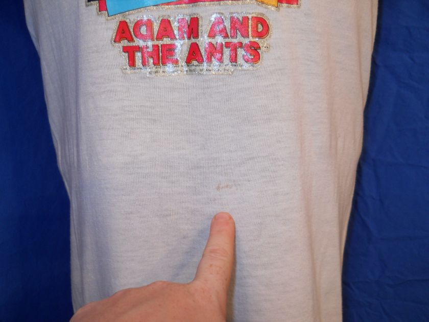 vintage ADAM AND THE ANTS GLITTER IRON ON 1981 ROLL UP SLEEVES t shirt 