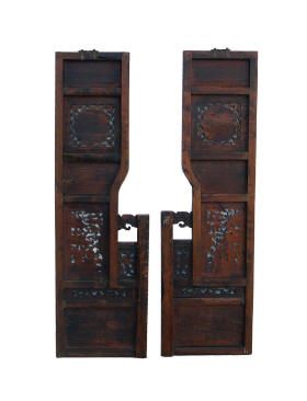 Pair Old Vintage Carved Wall Decor Panels s2408  